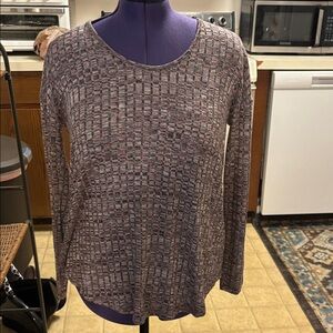 a.n.a Women's Long Sleeve Textured Top - Purple Gray